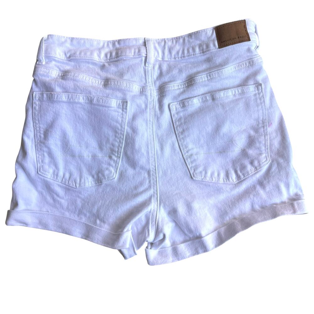 American Eagle Mom Shorts White High Rise Stretch Denim Size 10 - Picture 2 of 9